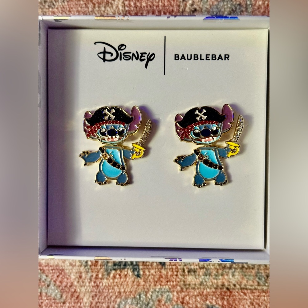 Disney X Baublebar Stitch Dressed As A Pirate Dangle Halloween Stud Earrings - Picture 4 of 6